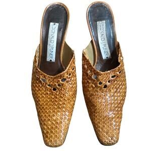 Donald J. Pliner | Lela Woven Leather Mules 2″ Heel Size 6.5 Brown Vintage